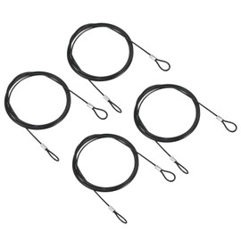 PATIKIL 6.5Ft Safety Cable Lock, 4 Pack Stainless Steel 2mm Dia Security Wire Rope with Double Loop for Stage Lighting Luggage Lock Black