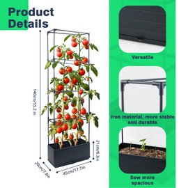 Sumloty 2Pack Raised Garden Bed Planter Boxe with Trellis, 55.2" Self Watering Tomato Planter Box with Trellis for Climbing Vegetable Flowers and Plants, Tomato Cage for Indoor Outdoor Use