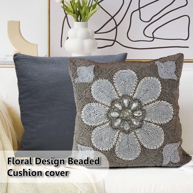 Beaded Throw Pillow Cover/Euro Sham/Cushion Sham, Super Luxury Soft Pillow