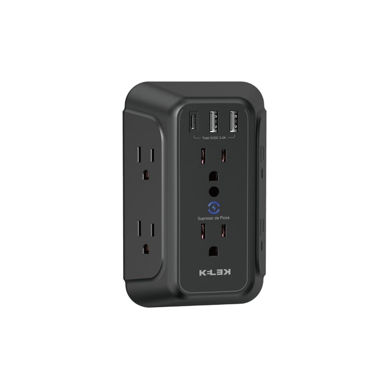 KELEK MULTICONTACTO DE Pared C/6 Salidas 127V, 2 USB A