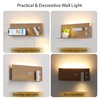 Modern LED Wall Sconce for Bedroom,Wood Plug in Wall Light