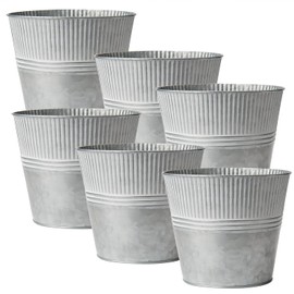 Briful 6.5'' Galvanized Planter, Medium Size Metal Buckets for Flowers Farmhouse Outdoor Planters Metal Pail for Home Decor Indoor, Set of 6