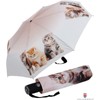 Folding Umbrella Open/Close Automatic UV Protection Cat Trio, beige