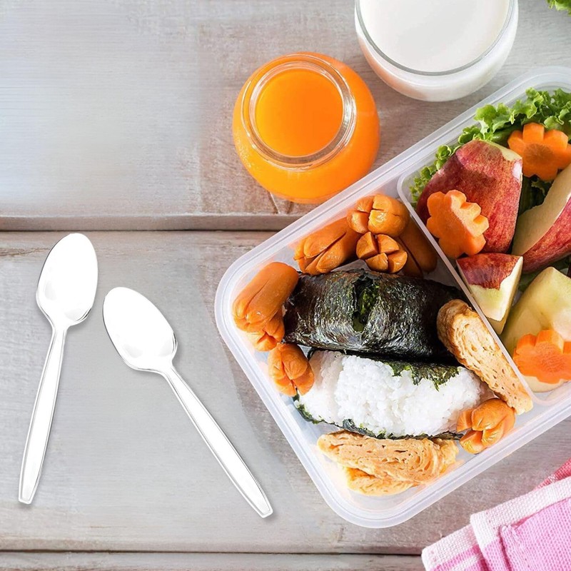 Premium Disposable Clear Plastic Teaspoons (50 Count) | Transparent, Durable,