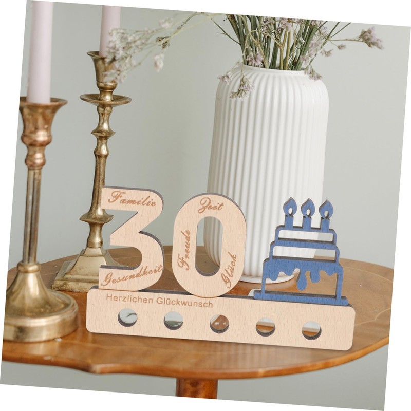 STOBOK Unique Wooden Guestbook Sign Birthday Decor Number Sign Desk