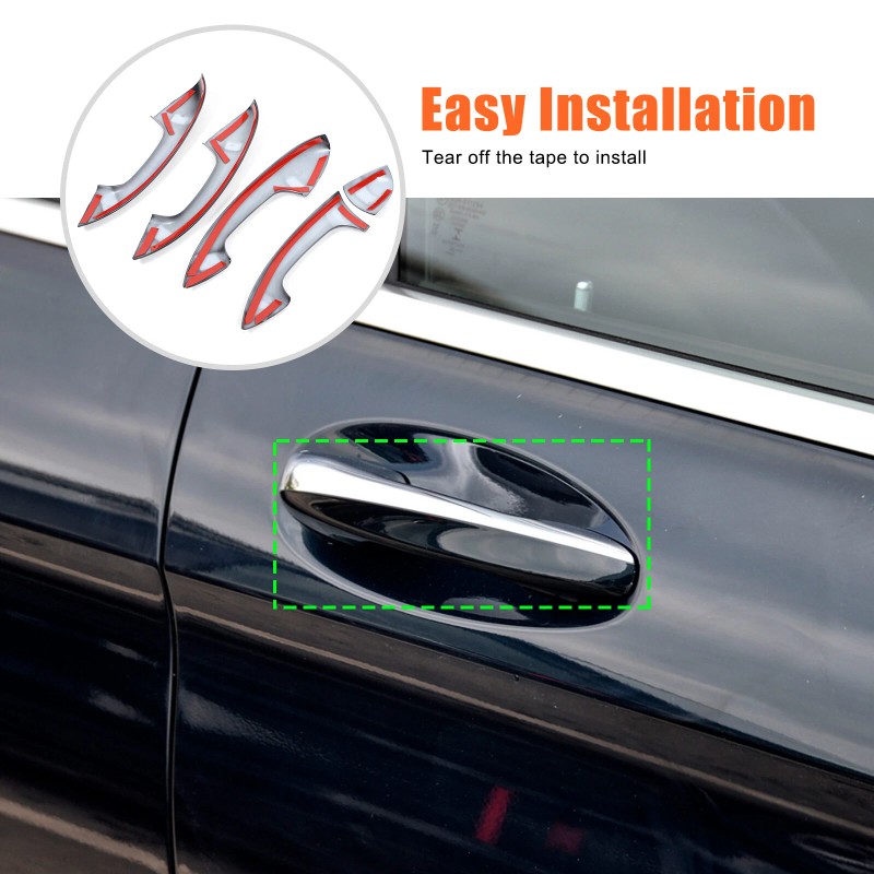 YNEI Gloss BLack Door Handle Upper Add-on Cover Fits Mercedes