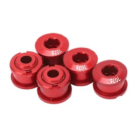 5Pcs Bicycle Chainring Bolts Aluminum Alloy Double Chainring Bolts for Road MTB Bicycle Crankset(Red)
