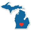 AK Wall Art Michigan Home Heart State Shape Blue Vinyl Sticker - SELECT SIZE - (A) X-Small: 2"