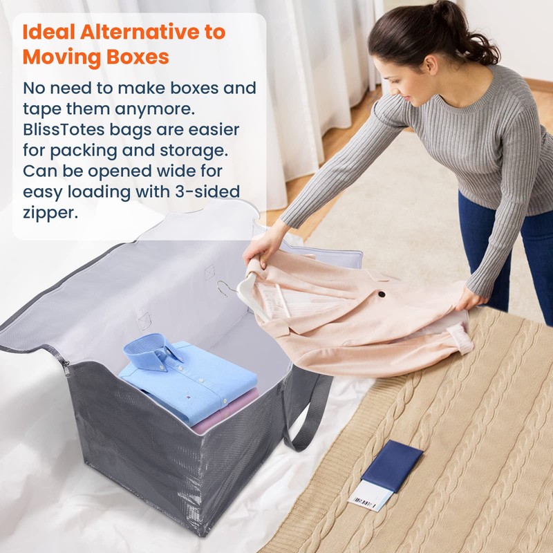 BlissTotes Large Moving Boxes and with Zippers & Handles Moving