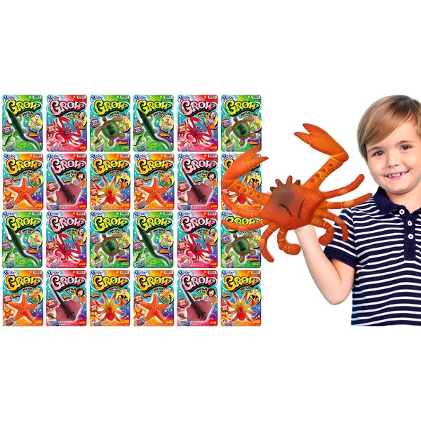 JA-RU Magic Grow Ocean Themed Water Animals (24 Packs Assorted) Beach Life Theme Toys | Bulk Expanding Bath and Pool Toys for Kids & Adults. Sea Creatures Party Toys and Goodie Bags. 302-24p