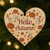 Red Ocean Hello Autumn Decorations Hanging Wooden Heart Plaque Autumn