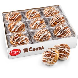 Cinnamon Rolls with White Icing | [18] Cinnamon Buns Individually Wrapped | Great Breakfast Pastry, Back to School Snacks | Kosher, Dairy Free & Nut Free | Stern’s Bakery