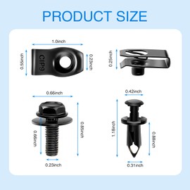 Sumjig 35 PCS Auto Bumper Fender Fixing Kit, Multi-Purpose Portable Hood Protector Lower Cover Splash Guard Bolt Push U-clamp, Cars Body Fastening Replacement Parts, Suitable for Most Cars (Black)