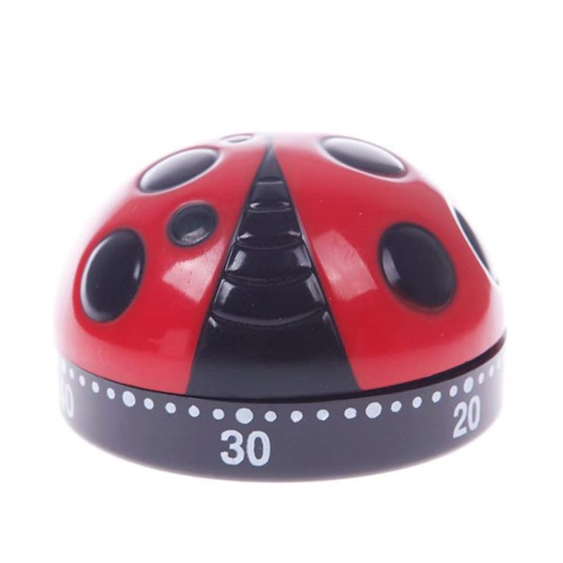 Ladybug Cooking Timer, Mechanical Clockwork 60-Minute Timer, Kitchen Alarm Clock,
