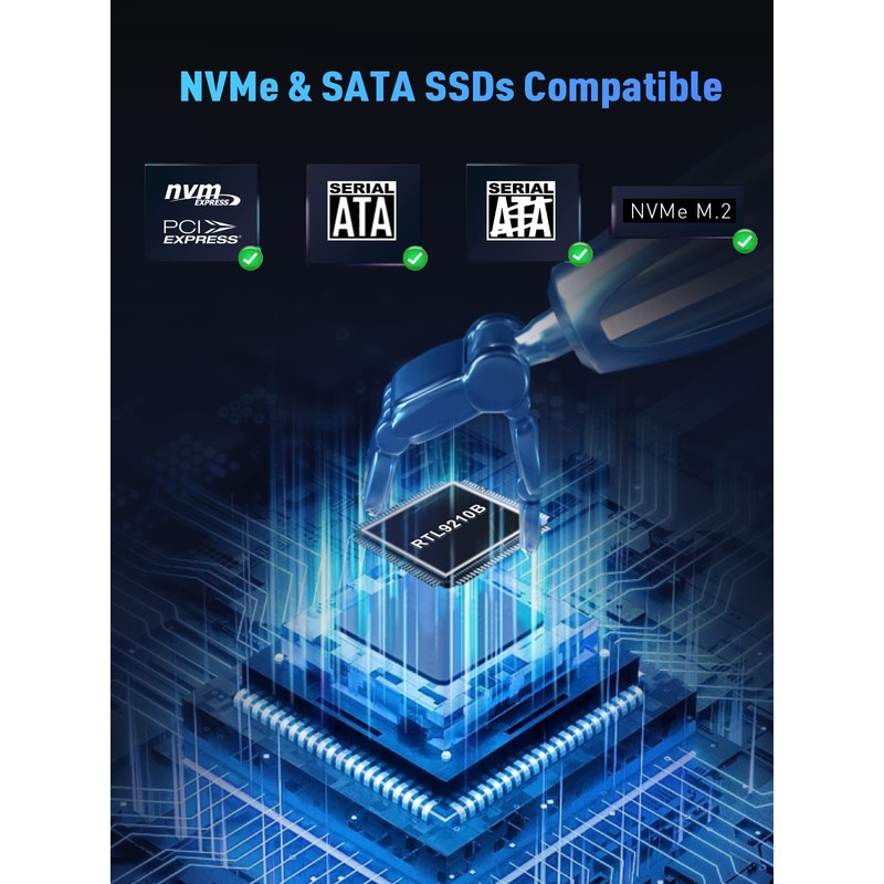 VCOM M.2 SSD External Case, NVME/SATA Compatible, 10Gbps, 6Gbps, SATA