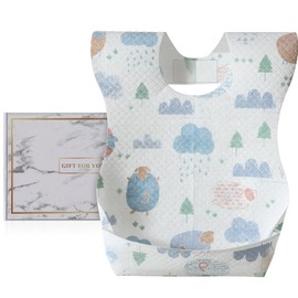 PewinGo Disposable Bibs 50 Packs & Baby Weaning Bibs, Easy to Use and Adjustable Size, Waterproof Inner Layer with High Water-Absorbent Outer Layer, Outdoor Travel