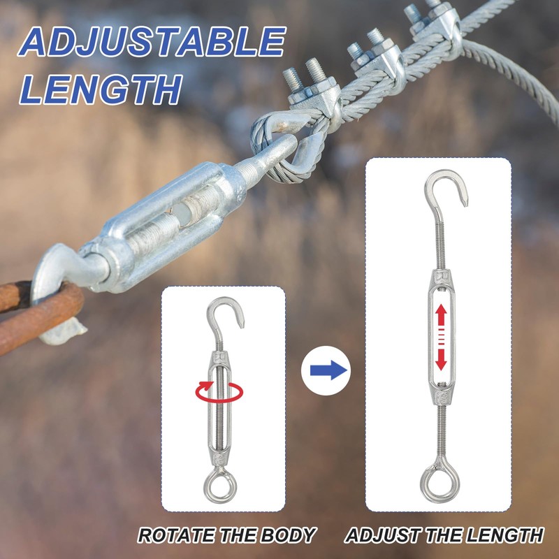 PATIKIL M4 Hook & Eye Turnbuckle, 3 Pcs Stainless Steel