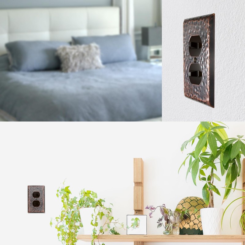 [10 Pack] Hammered Copper 1-Gang Duplex Receptacle Outlet Switch Cover