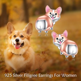 Corgi Earrings for Women Sterling Silver S925 Corgi Jewelry Gifts for Corgi Lovers