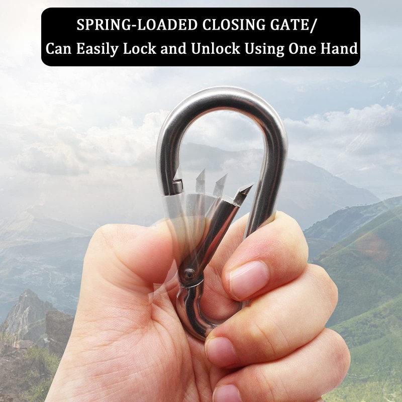 Benvo Carabiner Clips 2 Pack Spring-Snap M8 Hook Quick Link