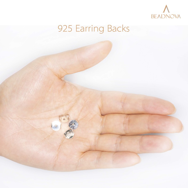 BEADNOVA 925 Sterling Silver Earring Backs Replacements Earring Backings Locking