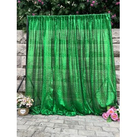 WISPET Green Sequin Backdrop Curtains 1 Panel 10FTx10FT Glitter Green Photo Backdrop Party Wedding Baby Shower Curtain Sparkle Photography Background