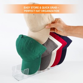 Hat Stand for Baseball Caps - Acrylic Hat Display and Organizer - Set of 2 for Closet - Clear Cap Storage Holder for Ball Cap, Golf Cap for 14 Baseball Caps for Bedroom, Closet, or Dresser (Clear*2)