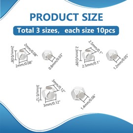 PH PandaHall 30 Pieces 3 Types 925 Sterling Silver Spacer Beads Faceted Beads Cube Spacer Beads Jewellery Beads Metal Loose Beads for Necklace Bracelets Jewellery Making 2-3 mm