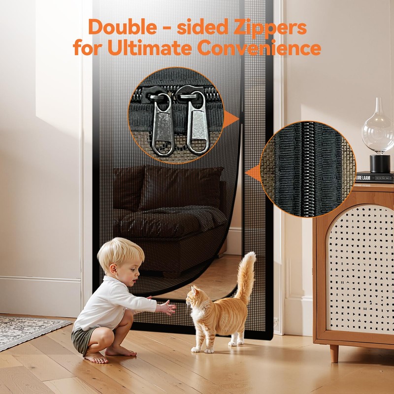 BFNN Cat Screen Door, Extra Tall Cat-Proof Mesh Gate, Fit