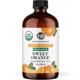 NaturoBliss Organic Sweet Orange Essential Oil, 100% Pure Therapeutic Grade, Premium Quality, 1 fl. Oz / 30 ml - Perfect for Aromatherapy and Relaxation