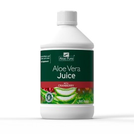Aloe Pura Aloe Vera Juice with Cranberry , Natural , Vegan , Cruelty Free , Food Supplement, 500 ml