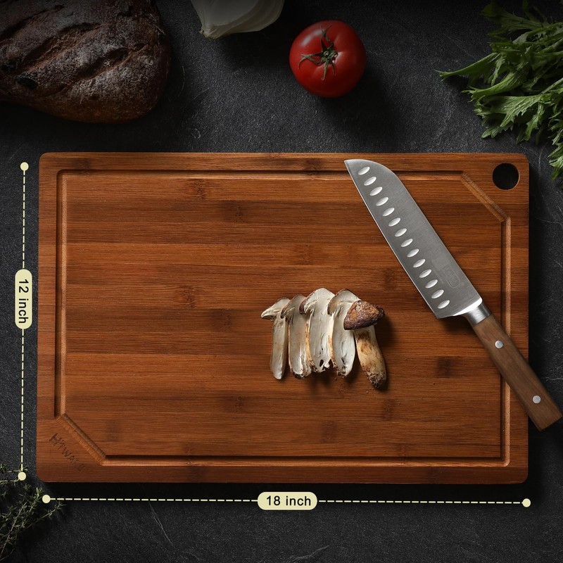 Hiware Wood Cutting Boards for Kitchen, Heavy Duty Bamboo Cutting