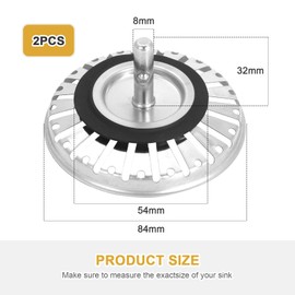 Coolty Pack of 2 Strainer Baskets Sink Diameter 84 mm Drain Strainer Kitchen Sink Stainless Steel Sink Strainer Stopper Accessories for Kitchen Sink Strainer Antiblocking for Kitchen Sink Replacement