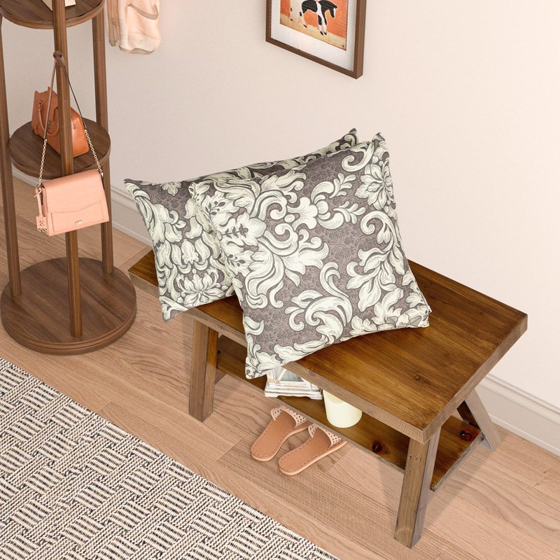 Wnutrees Farmhouse Wood Bench, Rustic Indoor Storage Bench for Entryway,