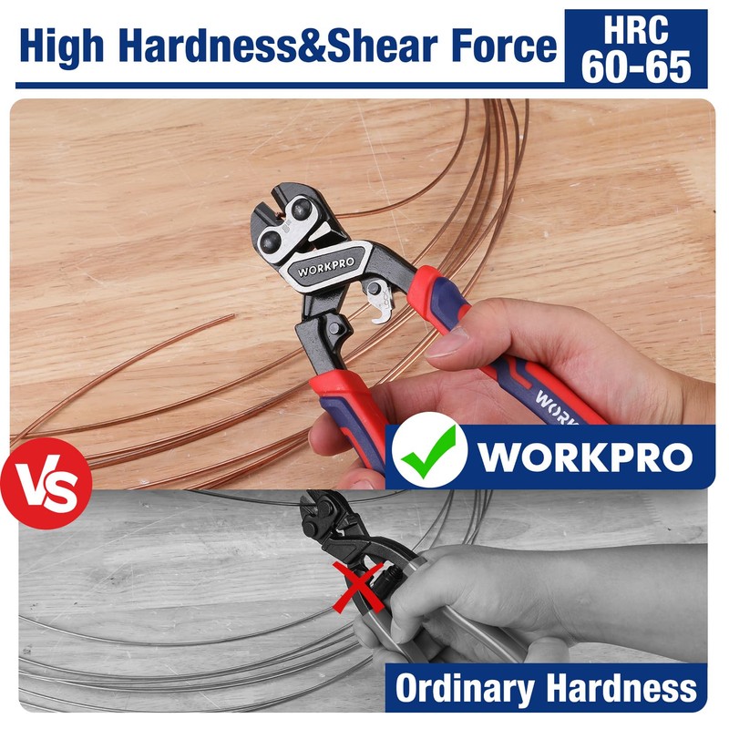 WORKPRO 8" Mini Bolt Cutter, Heavy Duty Wire Cutters with