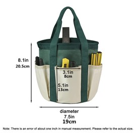 Fencelly Garden Tool Storage Bag, Heavy Duty Canvas Garden Tote Bag with 6 Pockets Garden Tool Set Organizer