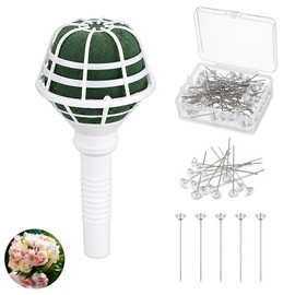 Flower Bouquet Holders, Bridal Bouquet Stand Wedding Bouquets Holder Foam Floral Handle Holders with 50 Pcs Bouquets Pin DIY Flower Arrangement Kit for Wedding Decorations