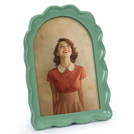 Afuly 5x7 Picture Frame Green Arch Photo Display Scalloped Flower Colorful Unique Funky Pretty Wall Hang Desktop Home Decor Family Anniversary Birthday Gifts for Mom Women Girls