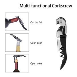 Vina Wine Accessory Set,Stainless Steel Wine Bottle Opener Hippocampal Knife Corkscrew + Vacuum Wine Stopper