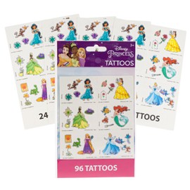 Show-Offs Princess Temporary Tattoos - Jasmine, Belle, Rapunzel, Tiana - 96 Count, Small, Blue