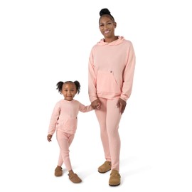Modern Moments by Gerber Baby Girls' Mommy and Me Hooded Waffle Sweater Knit Top and Legging Set, Pink, Small