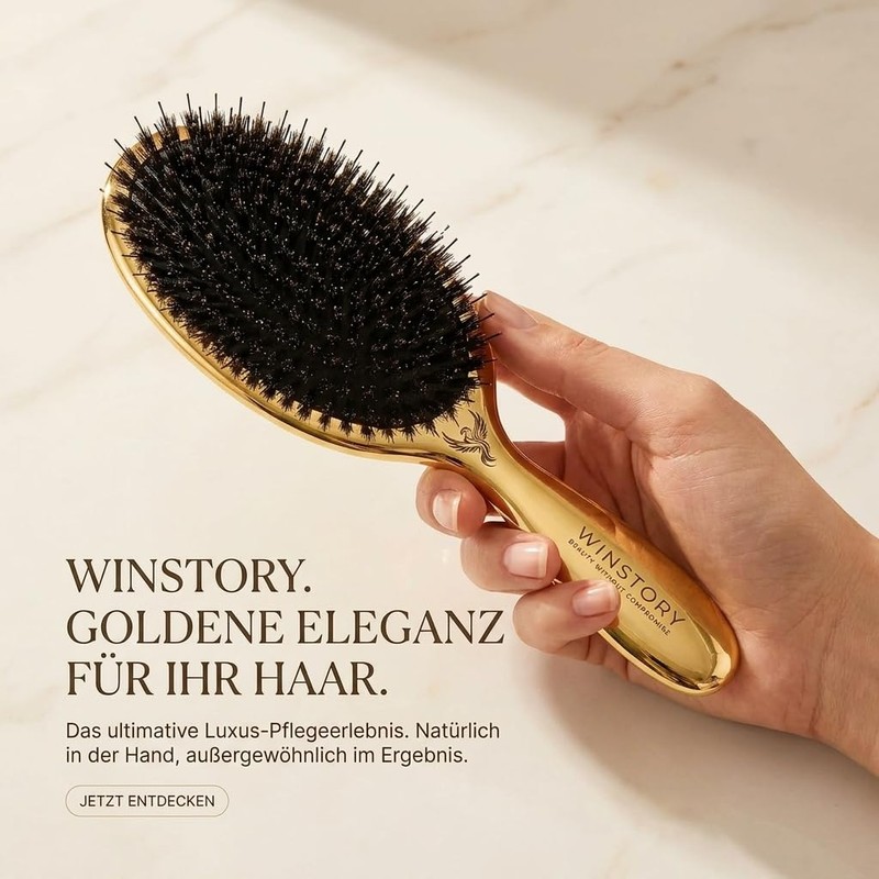 WinStory Extensions Hair Brush Gold for Bondings, Wefts and Clip-Ins