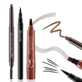 Boobeen 3Pcs Augen-Makeup-Stift-Braun gefärbt-Flüssige Augenbrauenstift, Augenbrauenstift und Eyeliner, Eye Pencil Kit für Augen Kontur