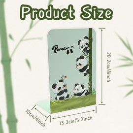1 Pair Green Panda Metal Bookends,Creative Cute Animal Panda Bear Nonskid Thickening Iron Book End Metal Book Organizer CD Holder Gift for Student Kids Library School Home Office Decoration