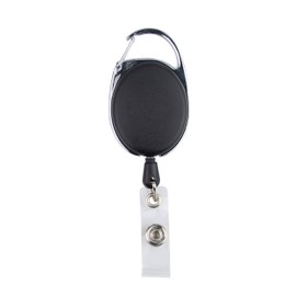 Badge Holder with Black Reel, Retractable Carabiner Clip, Belt Clip, Yo-Yo and 62 cm Strong Cord (1)
