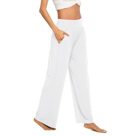 ZJCT Womens Yoga Sweatpants Comfy Loose Casual Wide Leg Lounge Joggers Pants with Pockets White XL