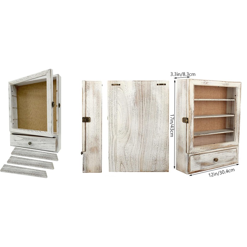 LITAITAI Deep Shadow Box Frame 12x17 with Shelves and Linen