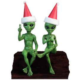 Alien Invasion - X'Mas Decoration Ledge Loungers Peace & Quiet 13" H Seasonal Home & Garden Statues Figurine Set - Cosmic Green