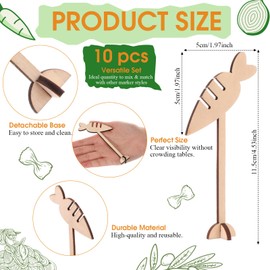 Weysat 10 Pcs Wooden Meal Choice Marks 1.9 Inch Meal Selection Indicator for Wedding Reusable Food Identifier Tags for Dining Party Supplies(Carrot)
