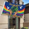 Hztyyier World Peace Flag Dove Rainbow Signs Double Printed World